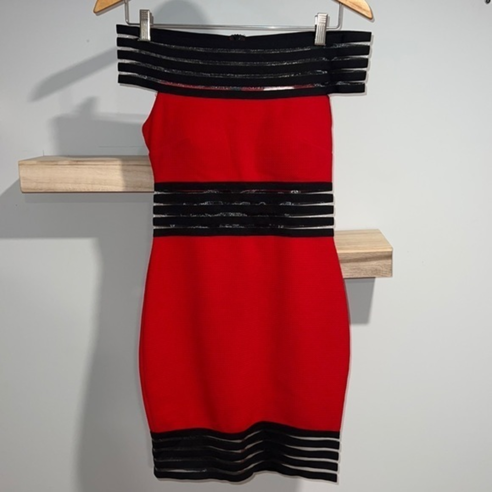 A’GACI vintage y2k red and black bodycon bandage dress